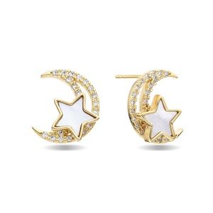 Star spinning touch with gold moon earrings